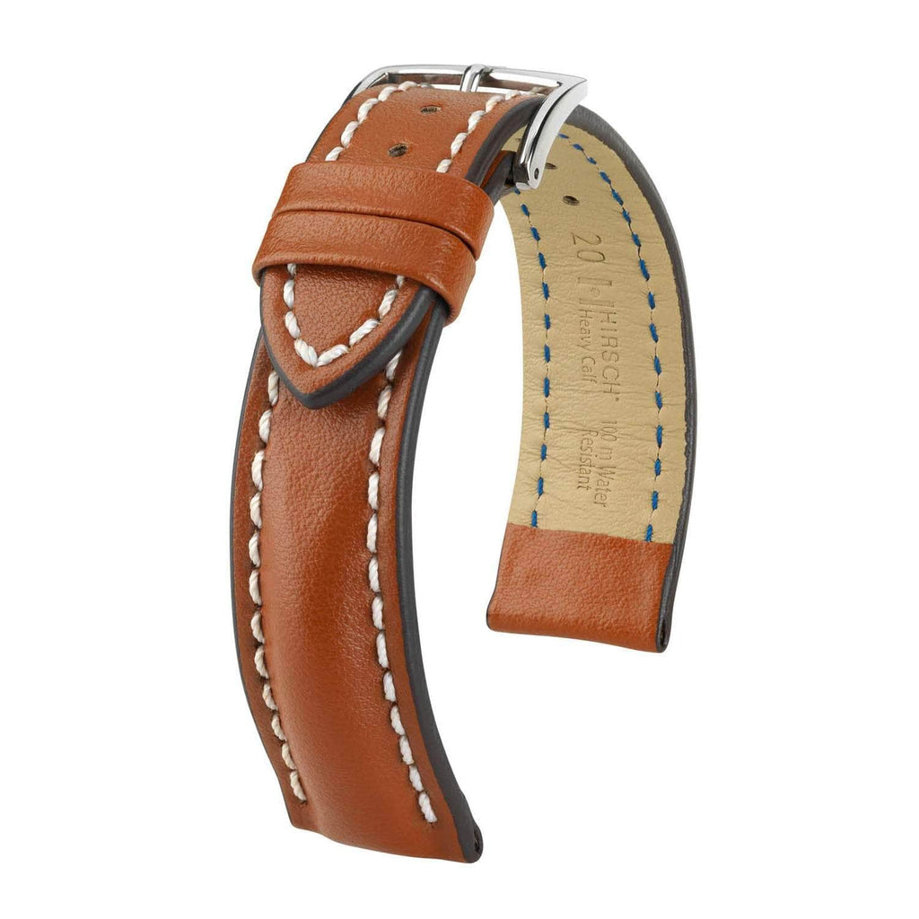 Hirsch Heavy Calf Golden Brown Water-Resistant Calf Leather Watch Band Watch Band Hirsch   
