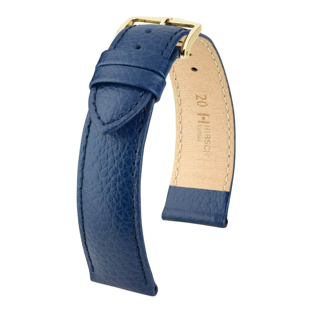 Hirsch Kansas Blue Buffalo Embossed Calf Leather Watch Band Watch Band Hirsch   