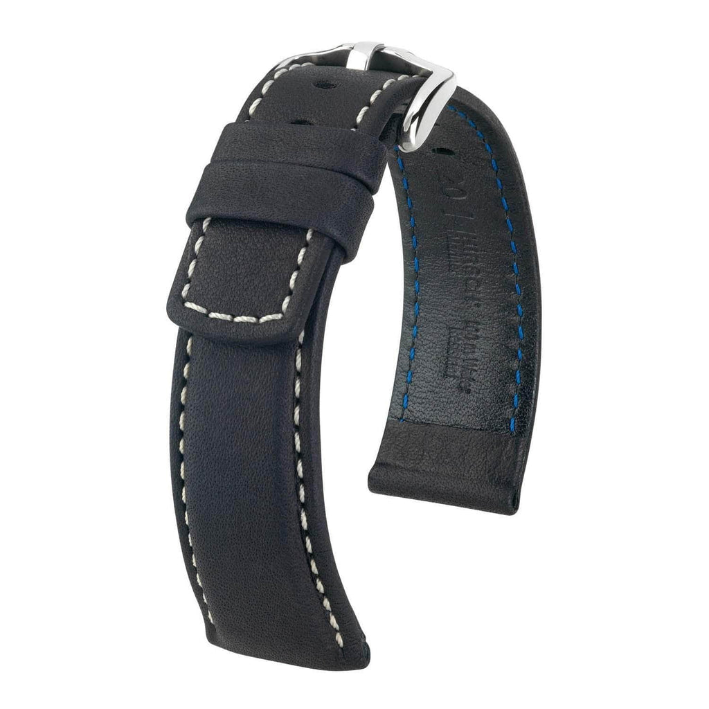 Hirsch Mariner Black Water-Resistant Leather Watch Band Watch Band Hirsch   
