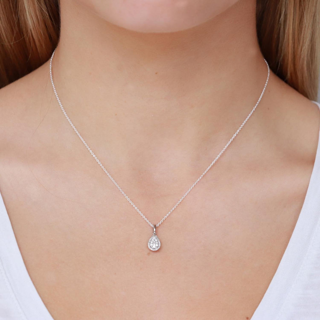 Pear Pendant with 0.25ct Diamonds in 9K White Gold Pendant Boutique Diamond Jewellery   