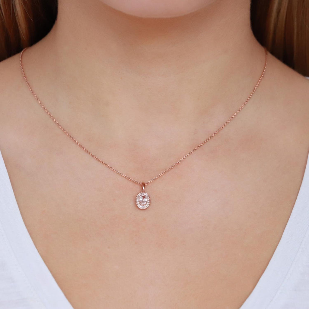 Morganite Pendant with 0.10ct Diamonds in 9K Rose Gold Pendant Boutique Diamond Jewellery   