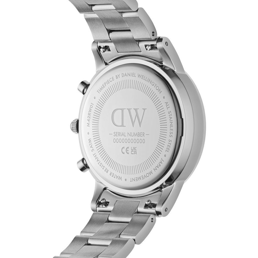 Daniel Wellington Iconic Chronograph 42 Link Silver & Black Sunray Watch Watch Daniel Wellington   