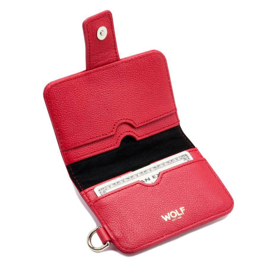 Wolf Mimi Credit Card Holder with Wristlet Red Handbags Wolf   