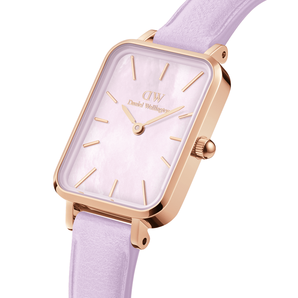 Daniel Wellington Quadro Purple Leather & Rose Gold Mother of Pearl Watch Watch Daniel Wellington   